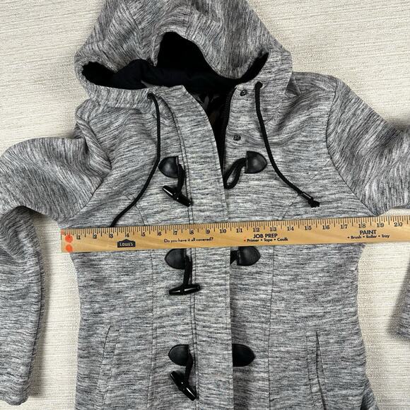 Women’s Sebby Coat Large Coat Gray & Black Toggle Buttons Jacket Medium - Picture 8 of 10